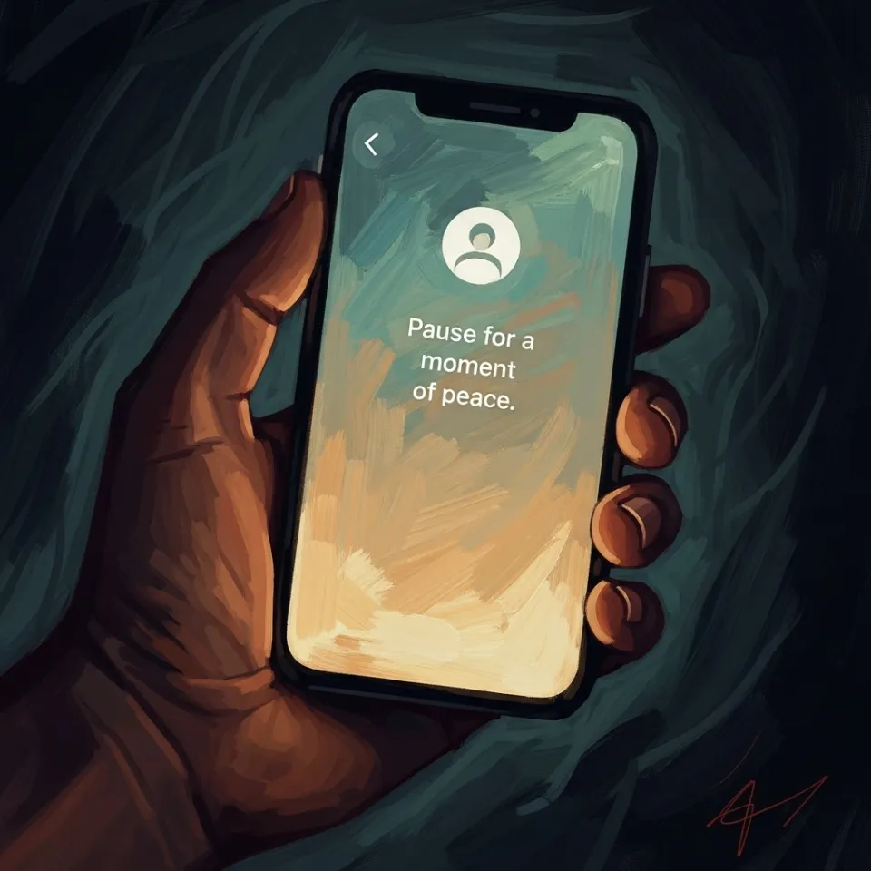 A smartphone in someone's palm displays a gentle, personalized reminder, softly colored and easy to read, reflecting thoughtful, user-centered design instead of noisy notifications.